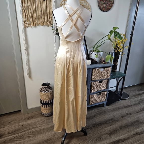 Vintage Jessica McClintock Gunne Sax Yellow Maxi Dress Size 5/6 Small - Picture 7 of 10